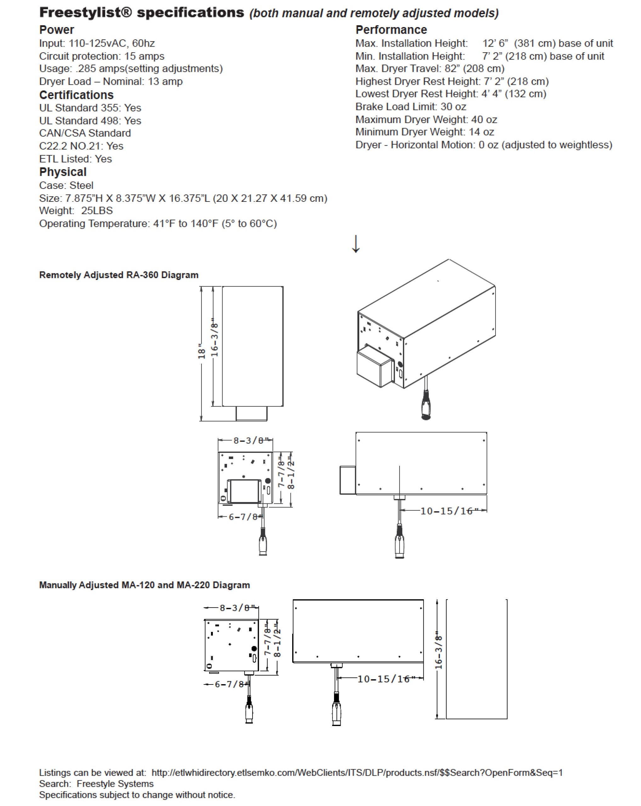 Freestyle Specifications