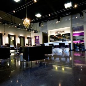Pure Posh Salon interior with Freestylist weightless dryers and modern styling stations in San Antonio Texas